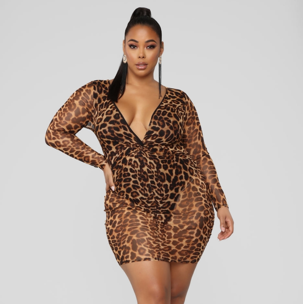 Fashion nova Leopard sheer Dress - Picture 4 of 8